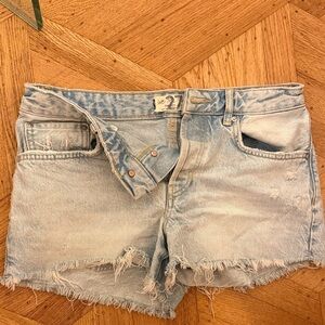 We The Free Light Blue Frayed Jean Shorts